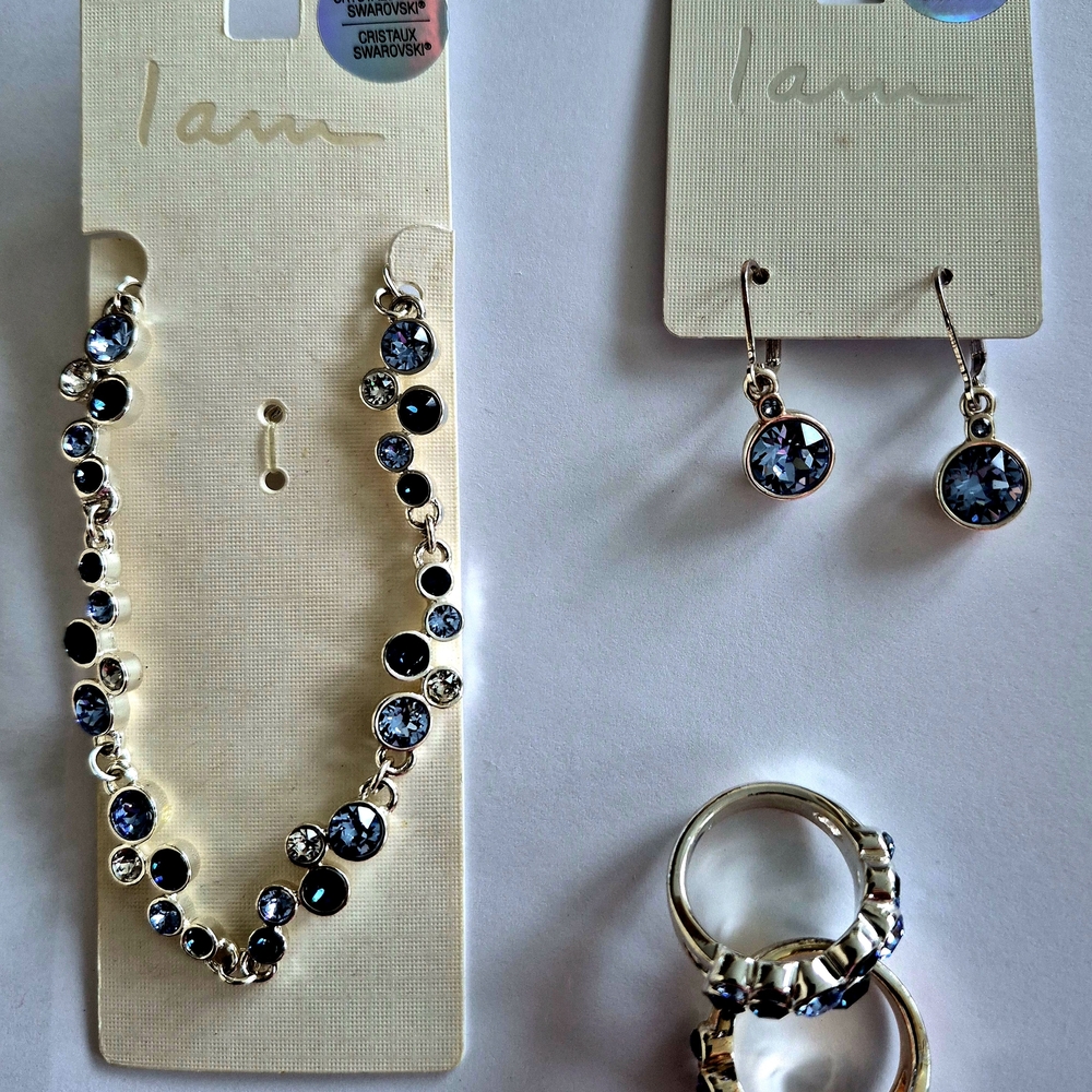 Swarovski Crystal Jewelry Set - Black and Silver